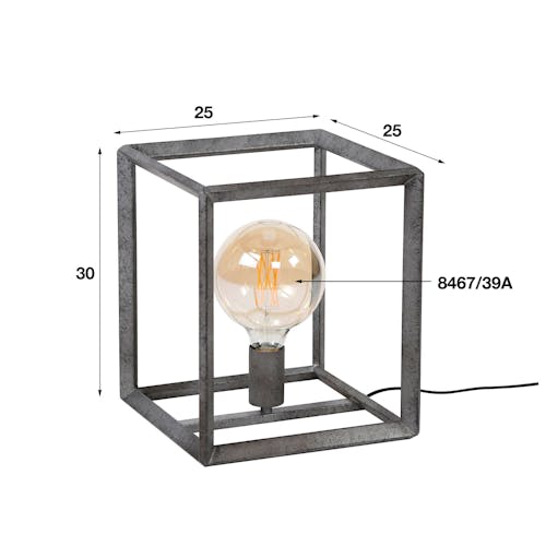 Cube lumineux industriel finition argent vieilli RALF