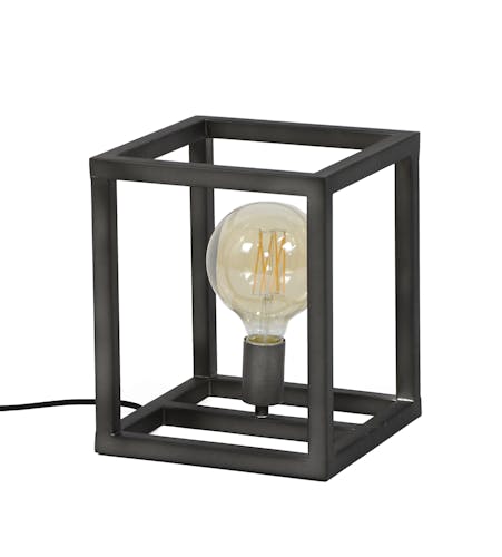 Cube lumineux métal noir 25x25 cm RALF