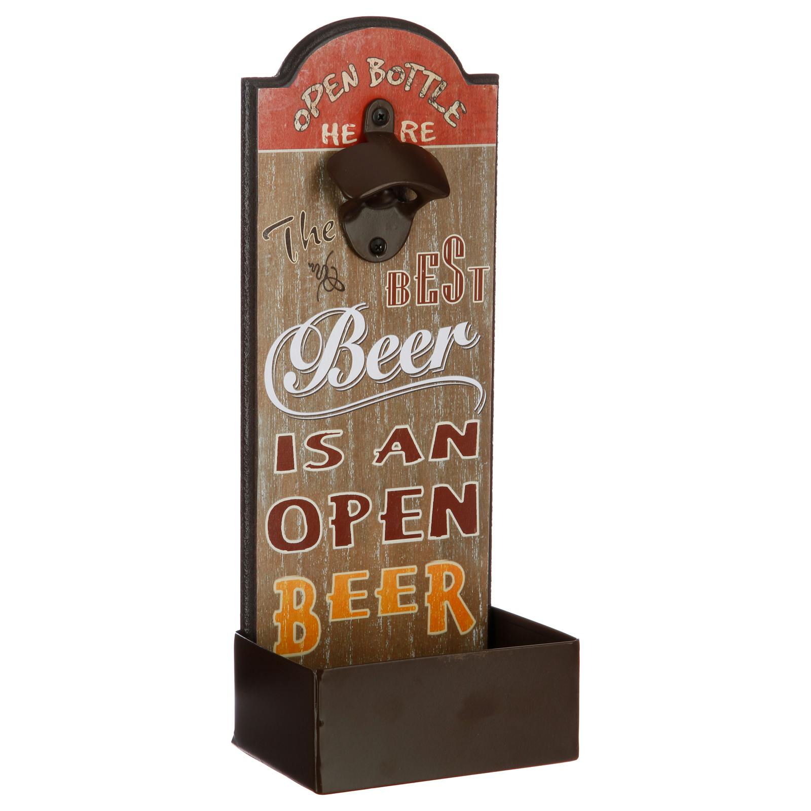 Décapsuleur à poser avec réceptacle 36x14cm - "Best beer" clair