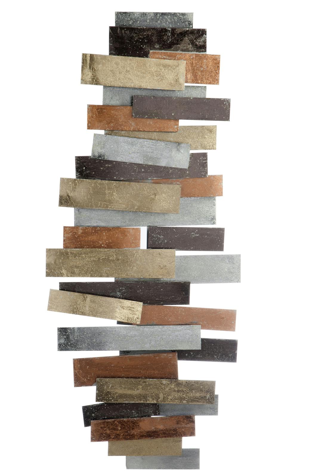 Déco murale bande de métal coloris cuivre et or 42x96cm