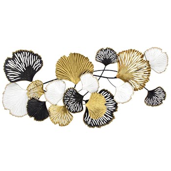 Déco murale ginkgo or, blanc, chocolat