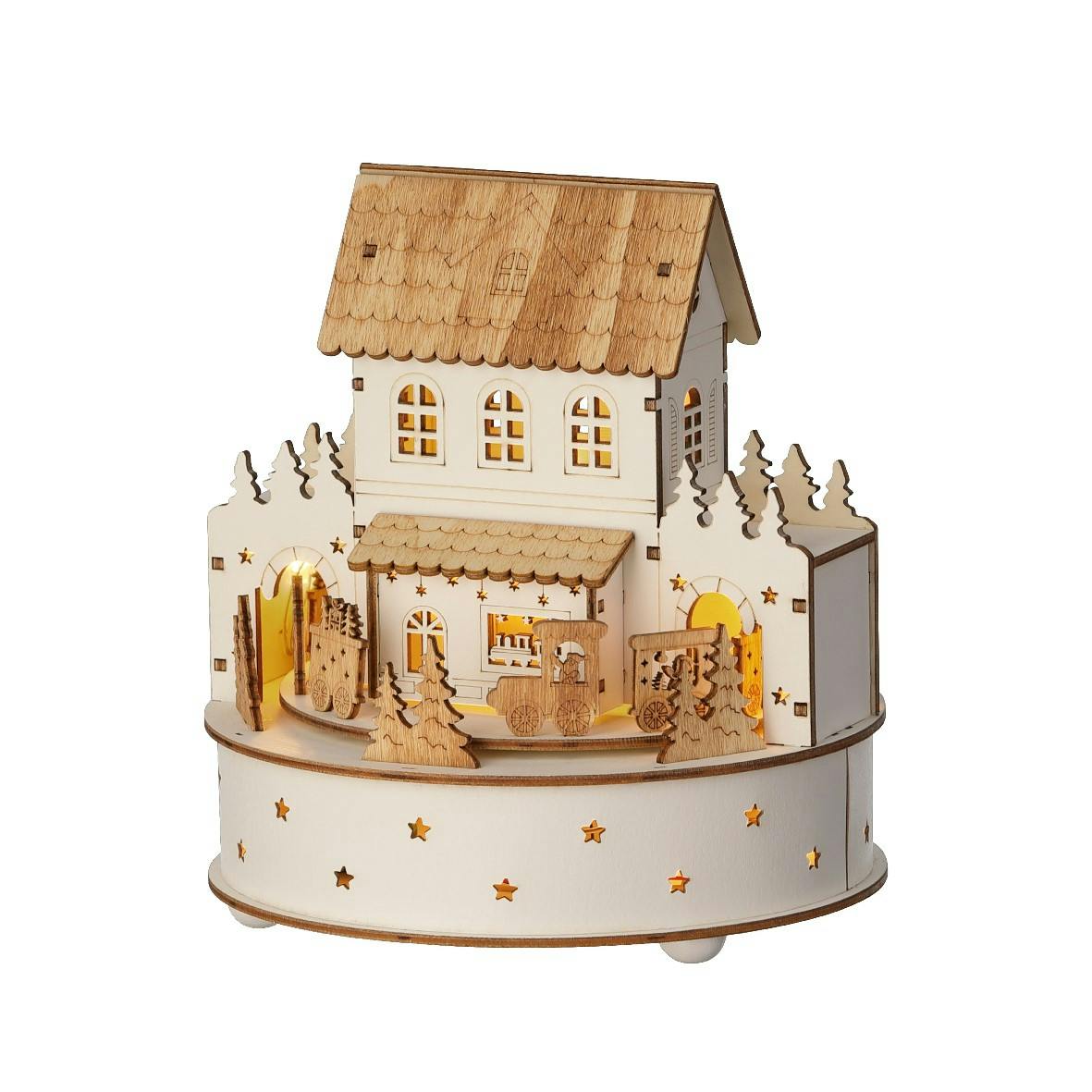 Déco musicale et lumineuse - batisse bois crème