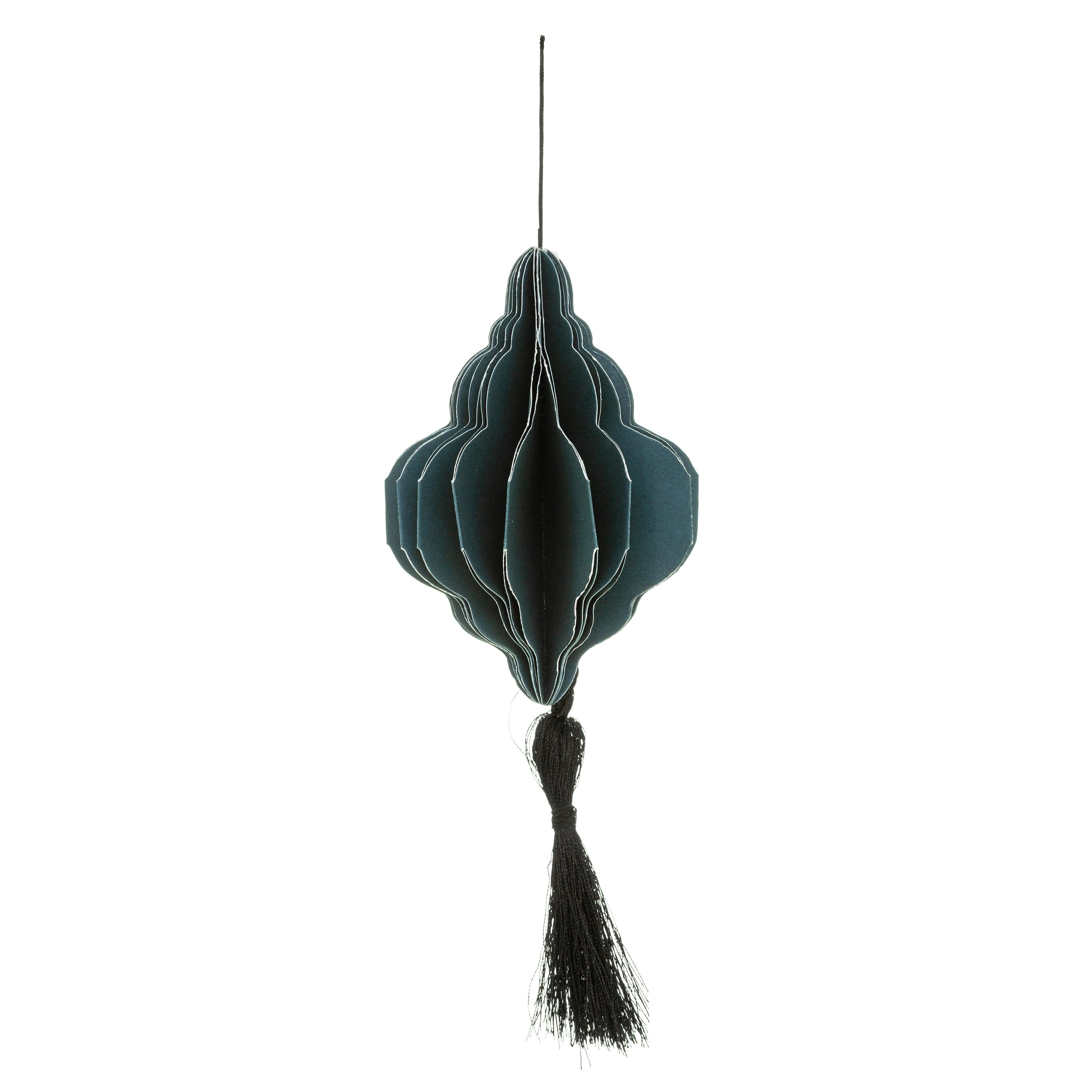Décor de Noël forme poire alvéoles et pompon à suspendre