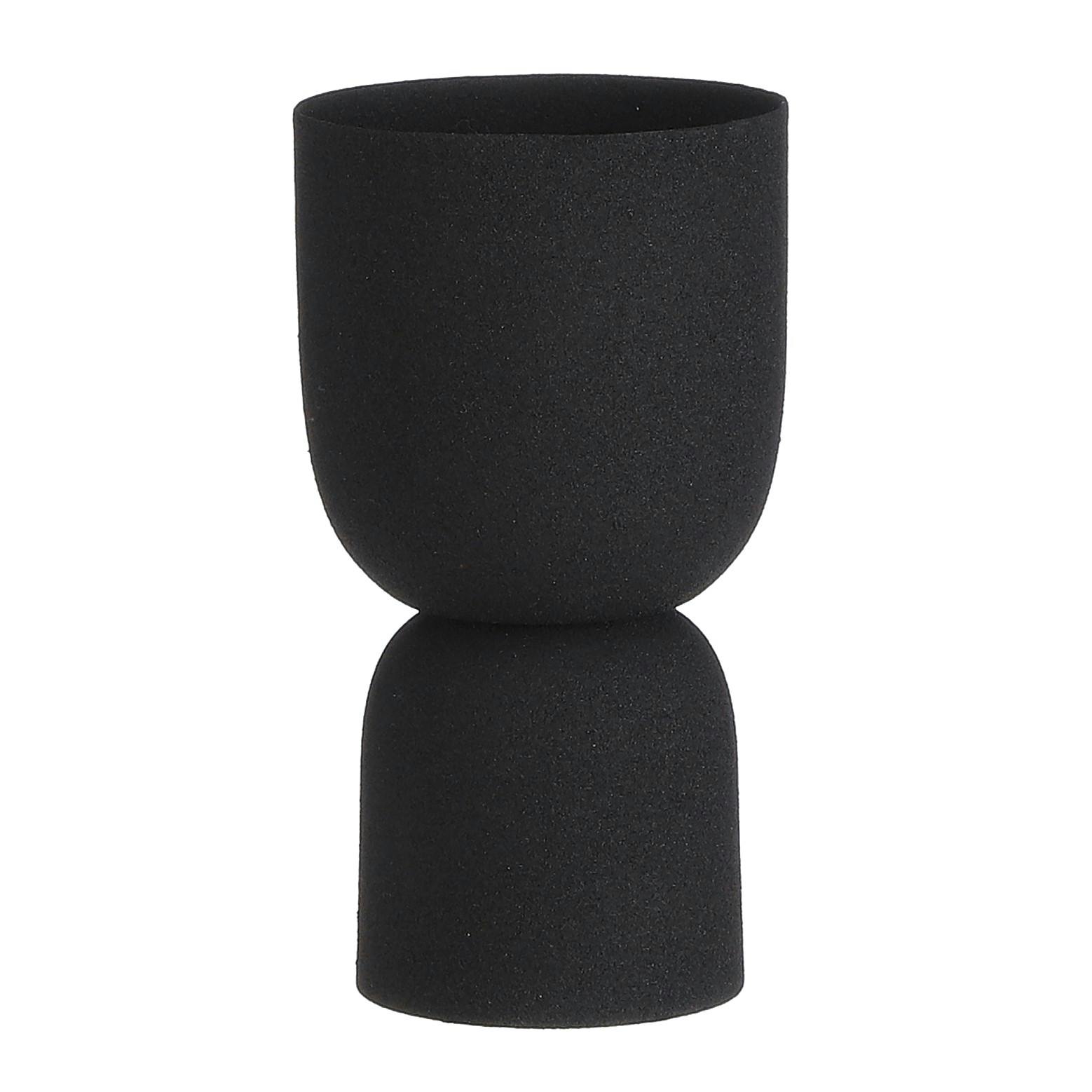 Décoration à poser vase graphique en métal noir 19,5 cm