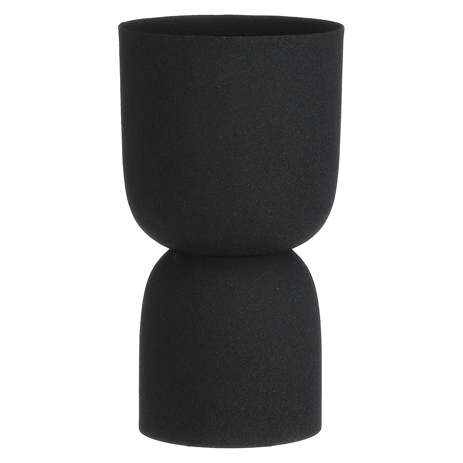 Décoration à poser vase graphique en métal noir 23,5 cm