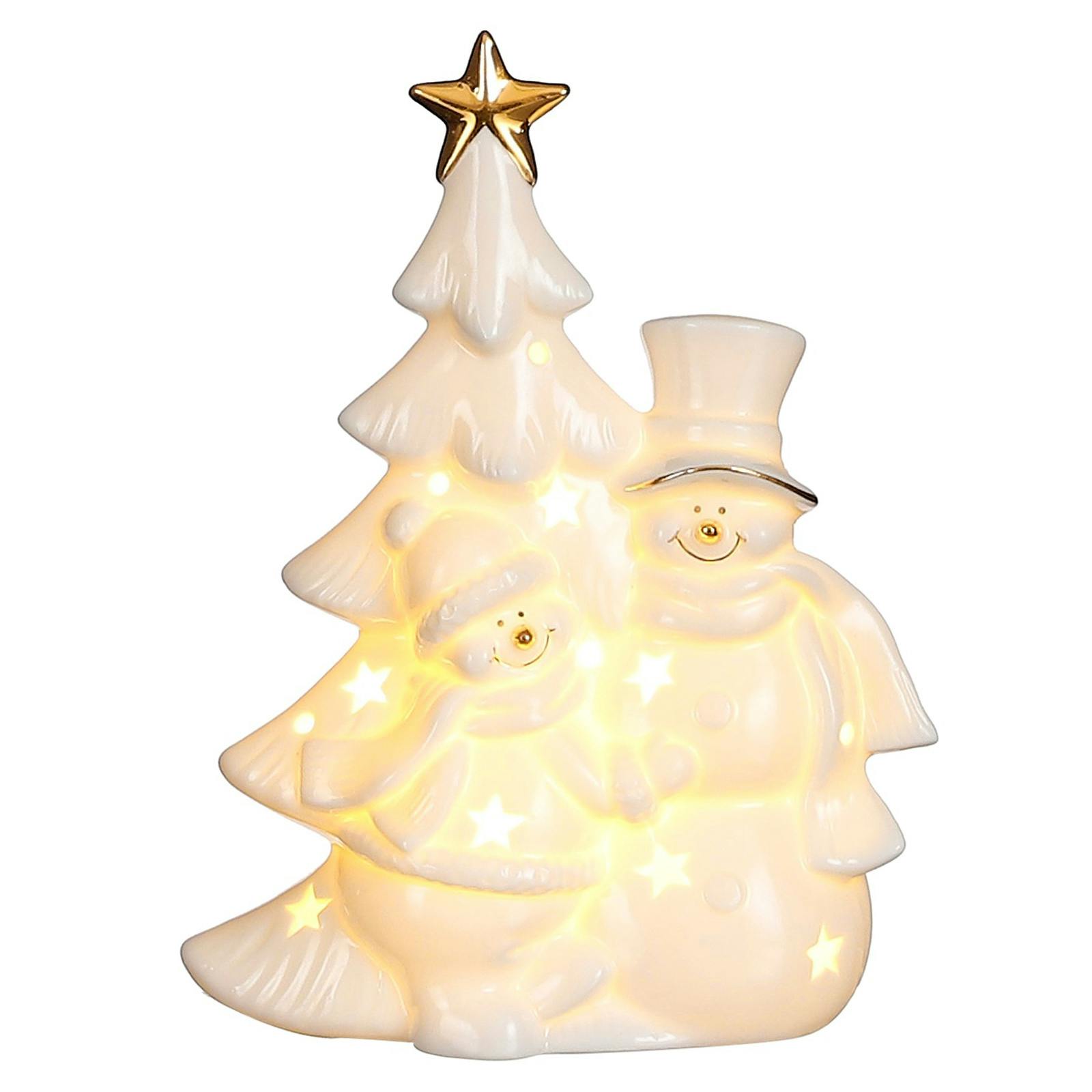 Décoration de Noël à poser bonhomme de neige et sapin, avec leds