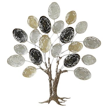  Décoration murale arbre de vie stylisé (argent, or, noir)