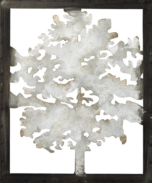Décoration murale Arbre Solitaire dans cadre métal tons argentés 50x60cm