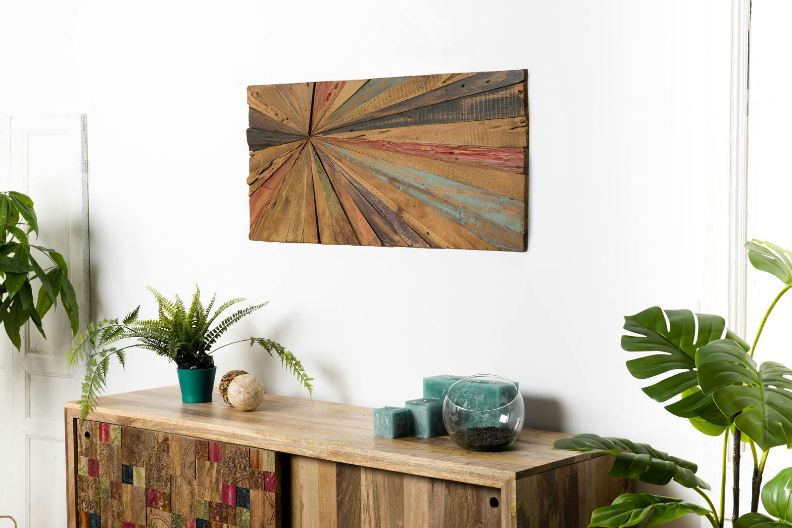 Décoration murale bois de teck coloré OTTAWA