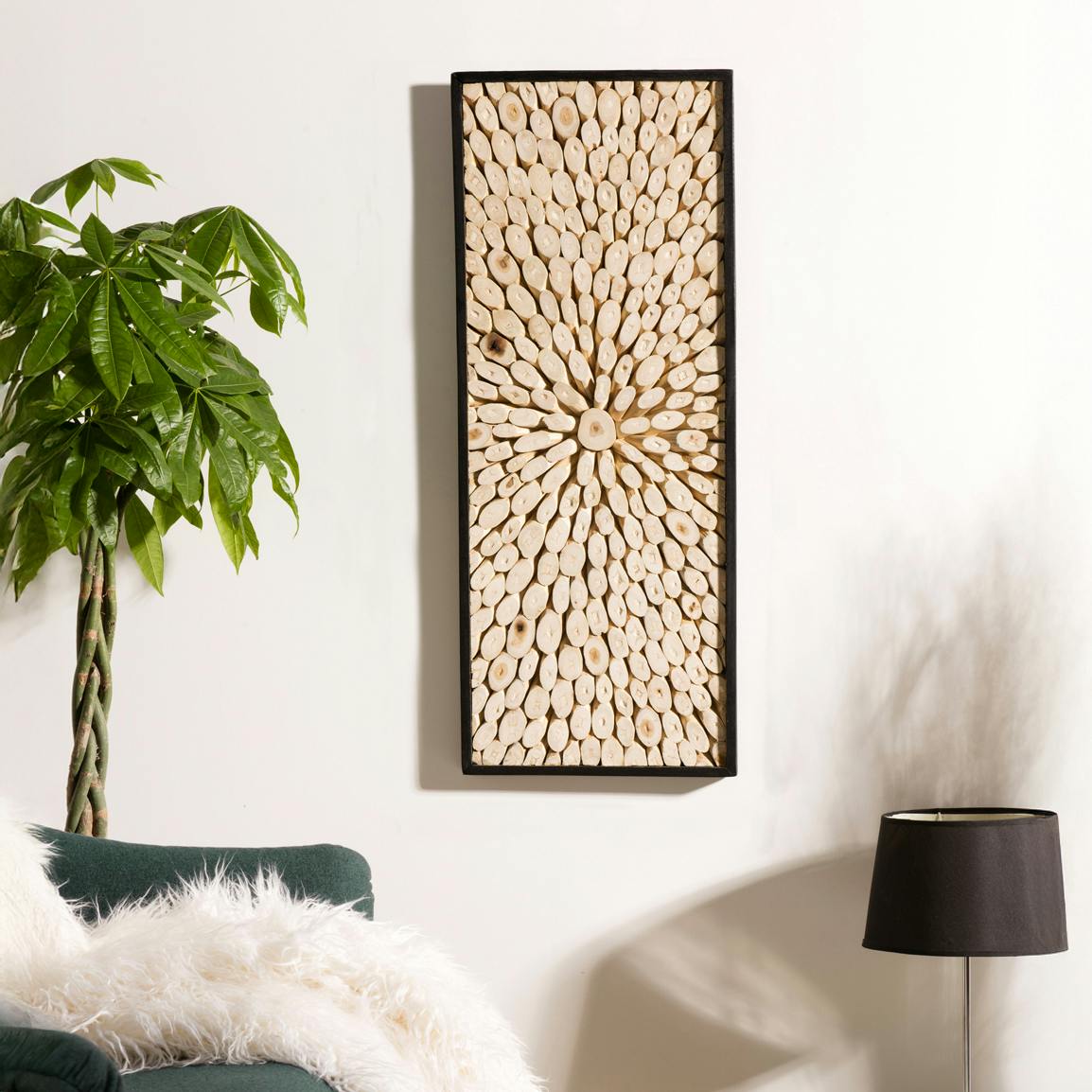 Décoration murale bois de teck graphique rectangle OTTAWA