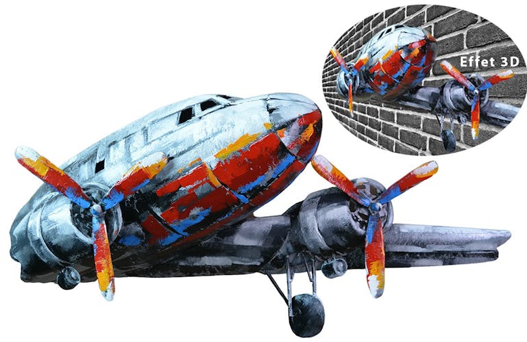 Décoration murale avion en acier thermolaqué sur mesure