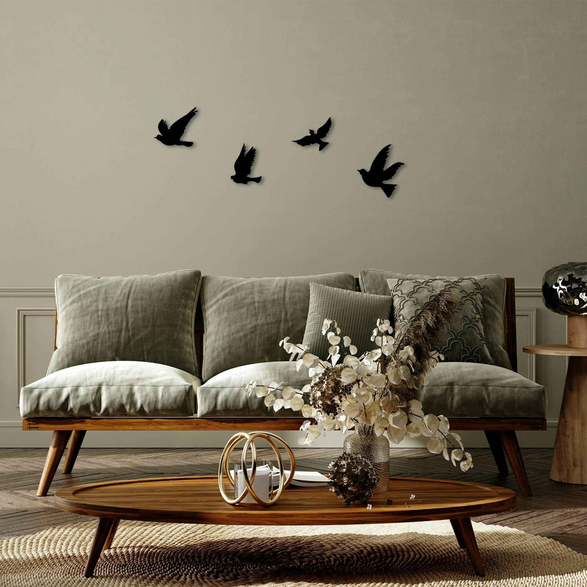 Oiseau Mural En Métal Sur Une Branche, Décoration Murale Oiseau En Métal, Décoration Murale Feuille Avec Silhouette D'oiseau | Leroy Merlin