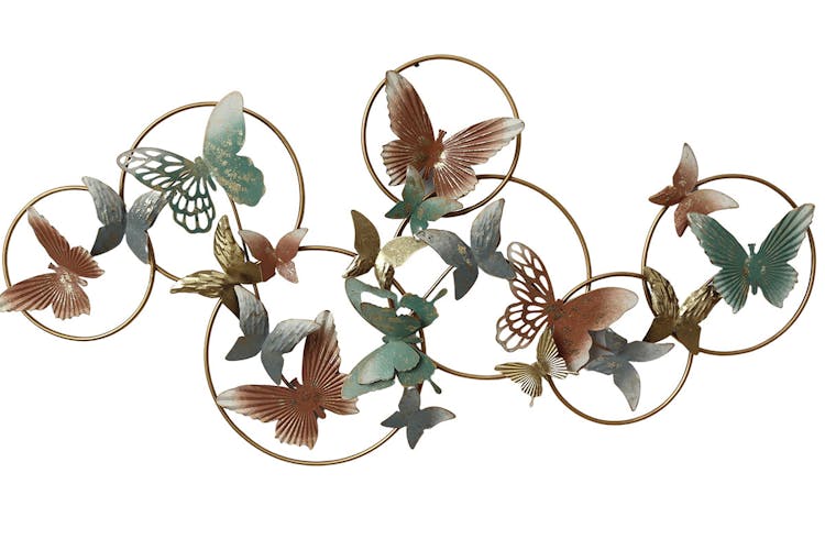 Décoration murale en métal papillons anneaux