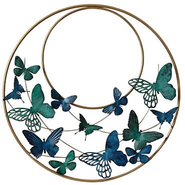 Décoration murale en métal papillons sur arc