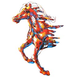 Décoration murale en métal peint cheval au galop