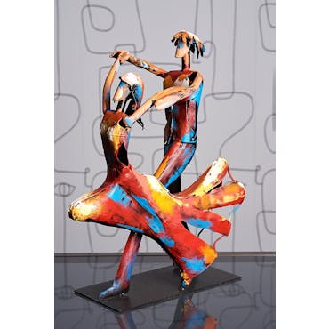  Statuette en métal peint danseurs