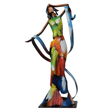  Statuette en métal peint femme