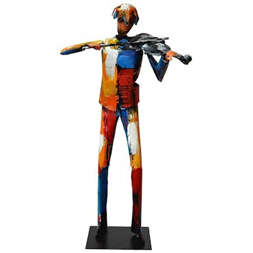 Décoration murale en métal peint violoniste