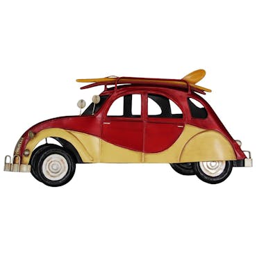 Décoration murale en métal voiture vintage et surf