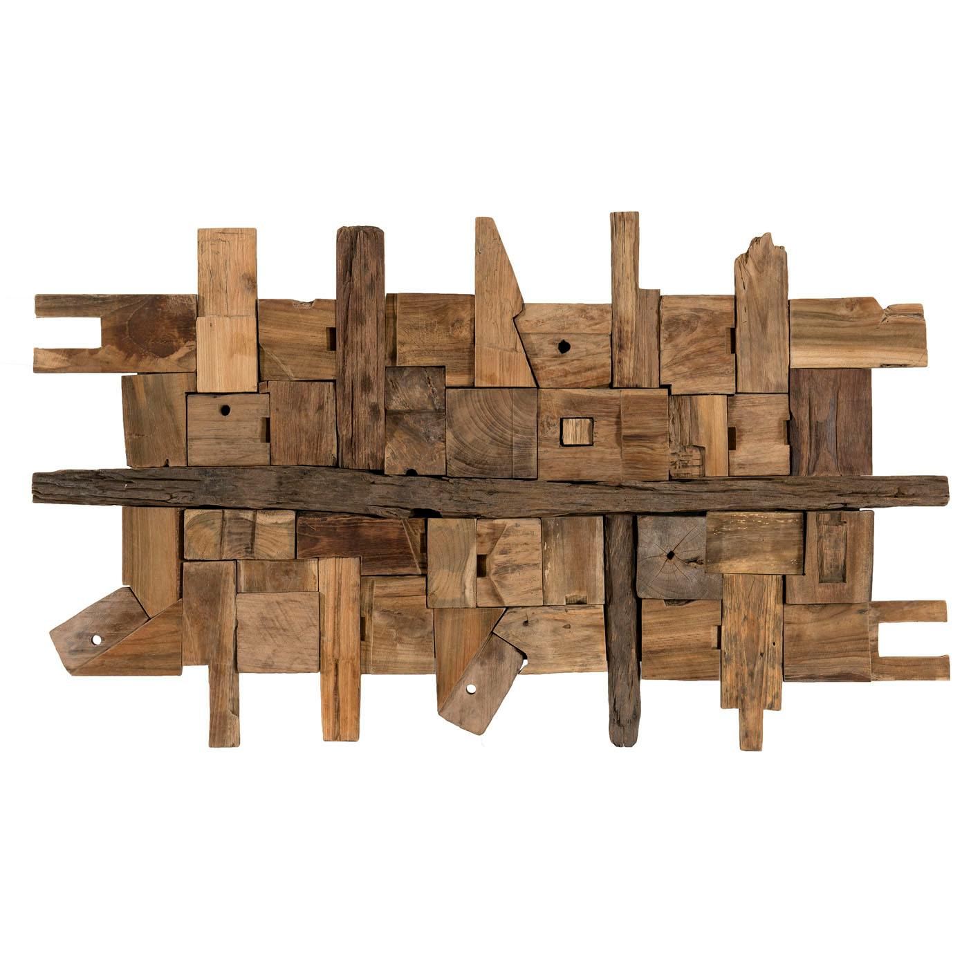 Décoration murale en Teck "bois flotté" modèle n°10 120x70x9cm POLO
