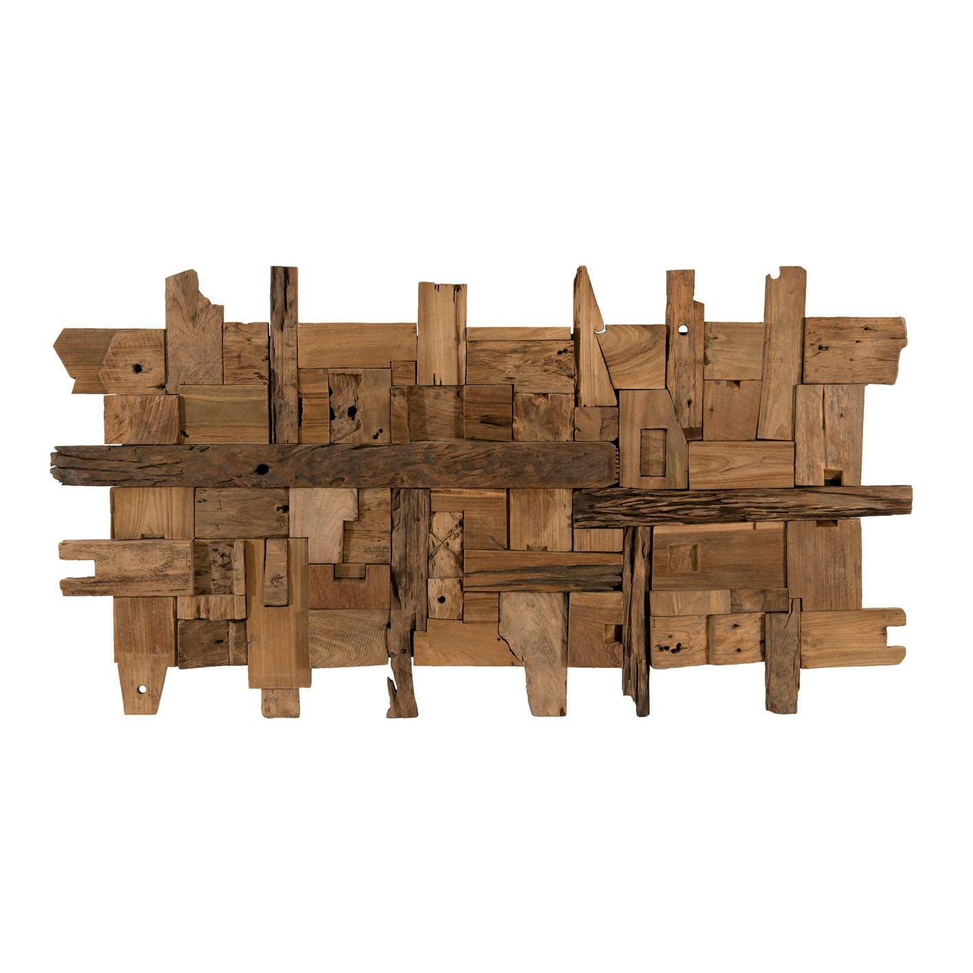 Décoration murale en Teck "bois flotté"" modèle n°11 150x80x7cm POLO