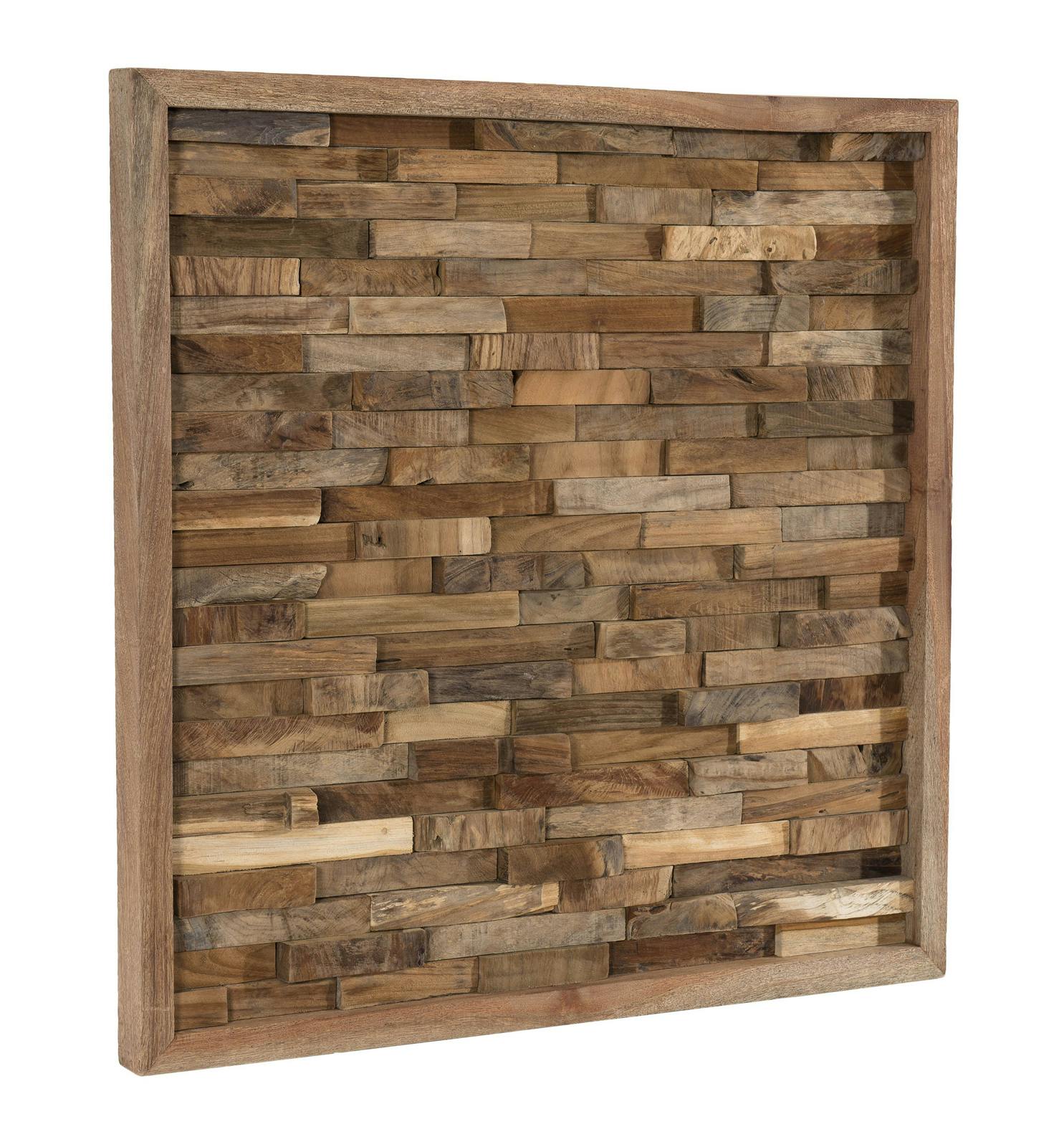 Décoration murale en Teck "bois flotté" modèle n°12 80x80x5cm POLO