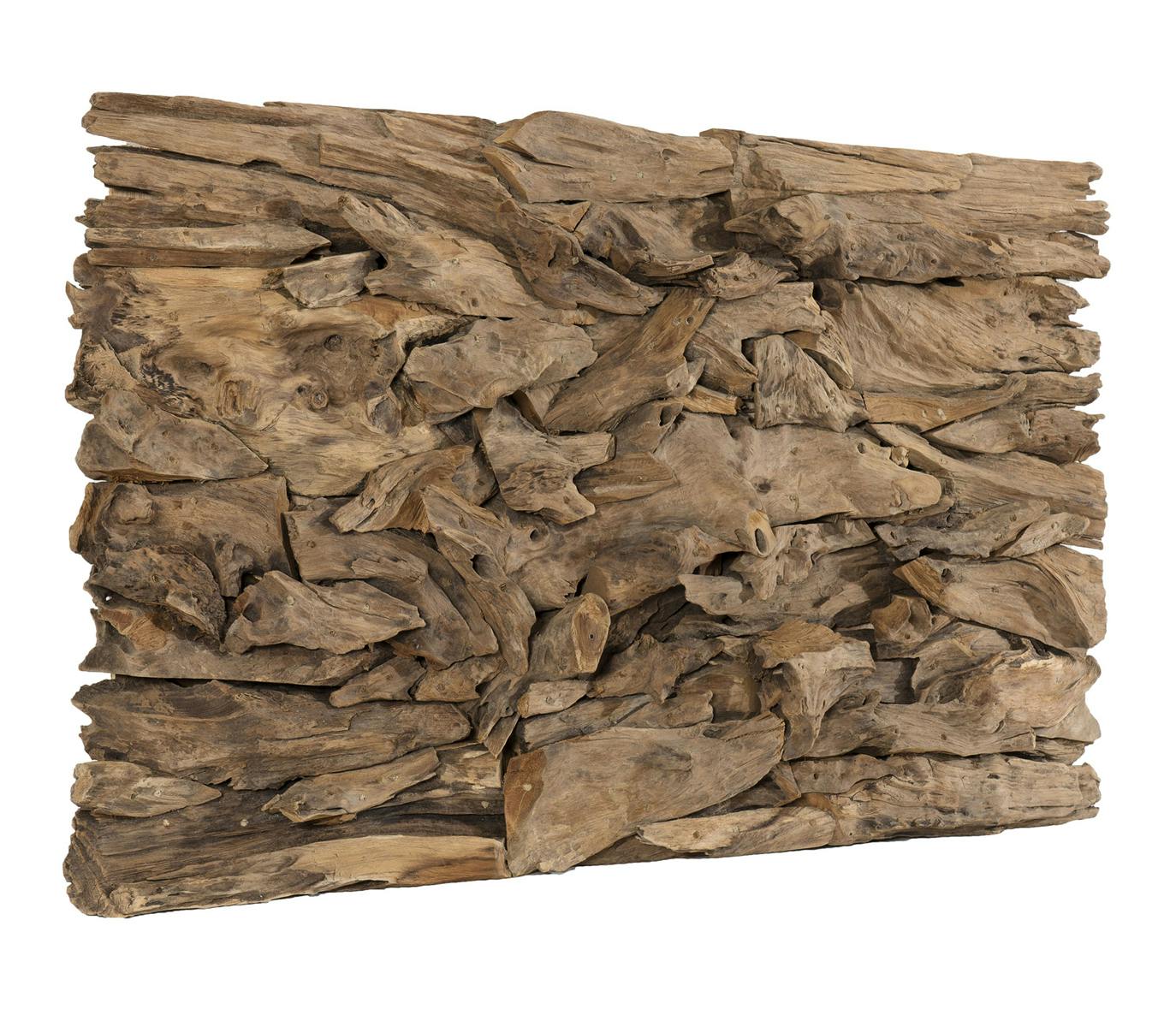 Décoration murale en Teck "bois flotté" modèle n°14 120x70x10cm POLO