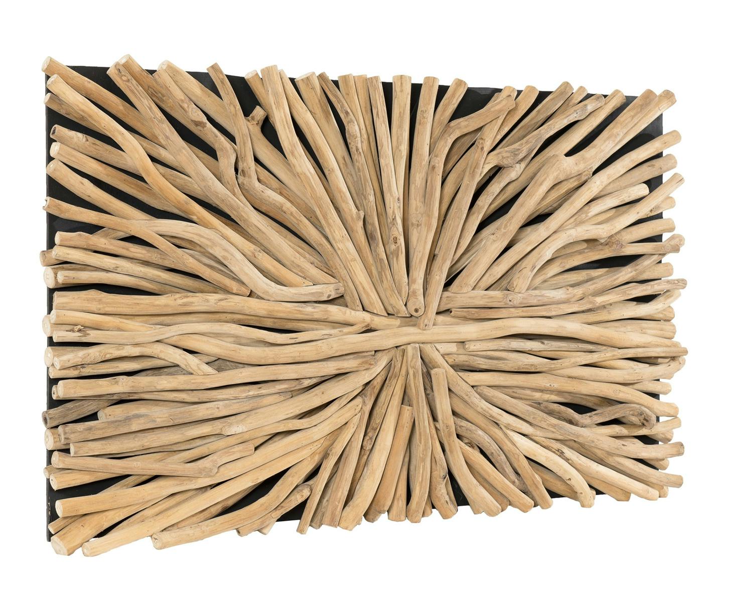 Décoration murale en Teck "bois flotté" modèle n°16 120x70x12cm POLO