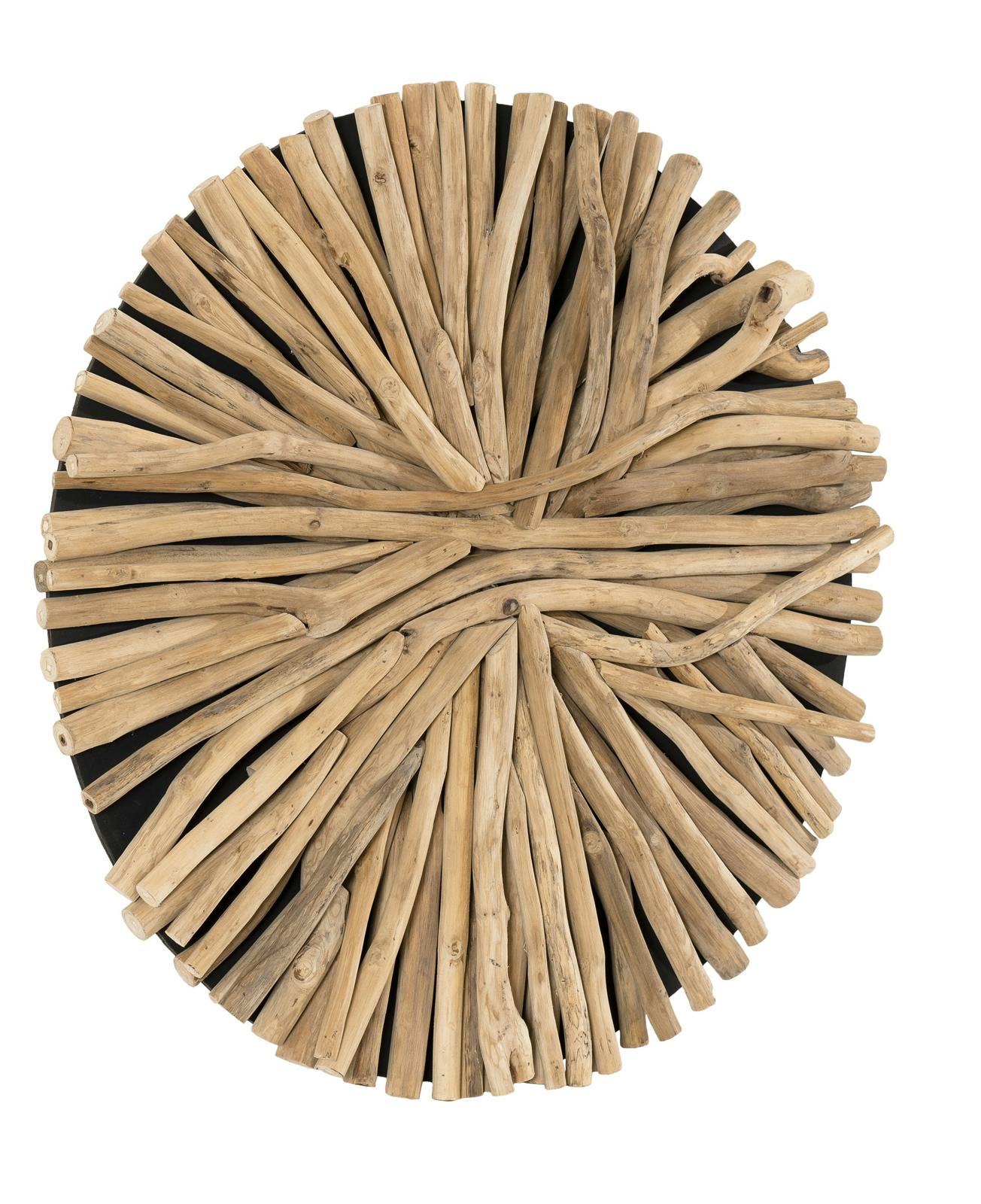 Décoration murale en Teck "bois flotté" modèle n°17 D80x10cm POLO