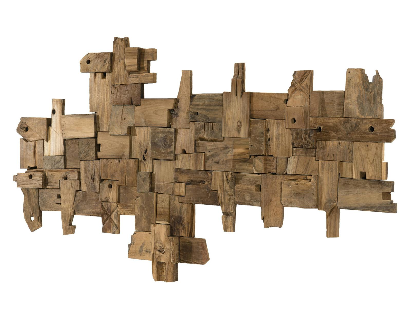 Décoration murale en Teck "bois flotté"" modèle n°19 150x80x9cm POLO