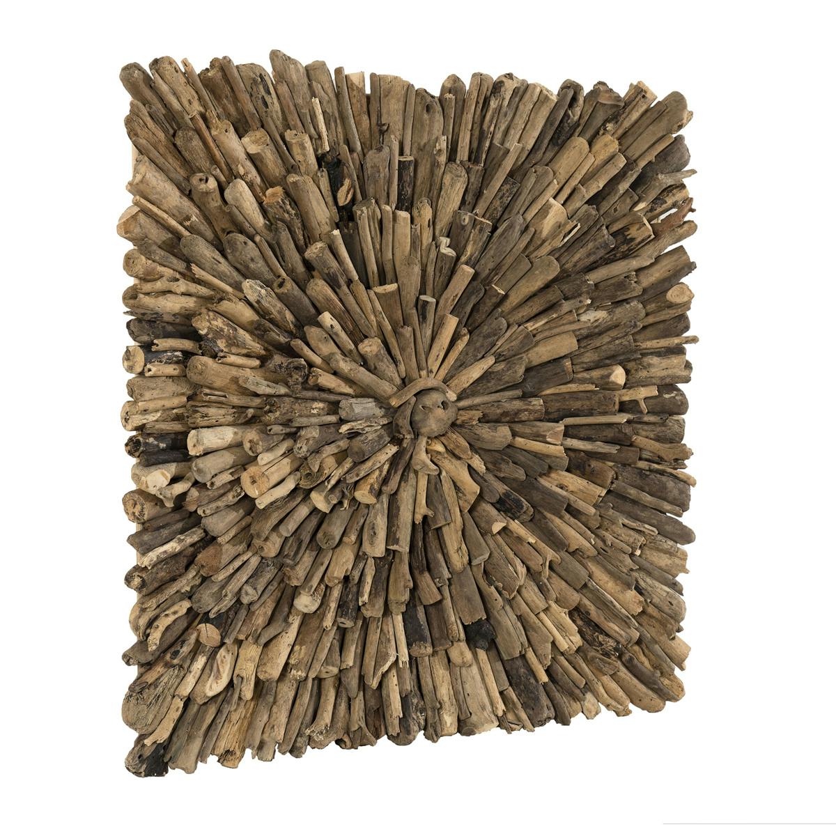 Décoration murale en Teck "bois flotté" modèle n°2 80x80x9cm POLO