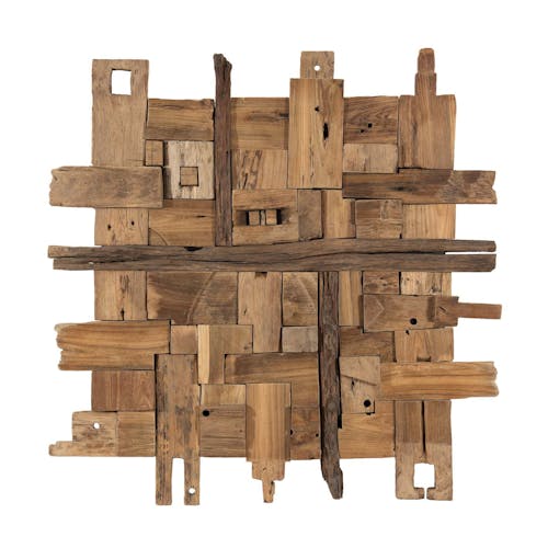 Décoration murale en Teck "bois flotté"" modèle n°9 100x100x7cm POLO