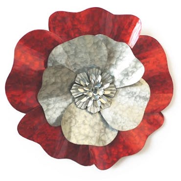  Décoration murale Fleur Pétales effet marbré métal rouge gris