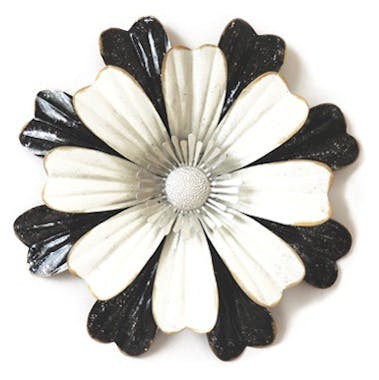 Décoration murale Fleur Pétales métal noir blanc