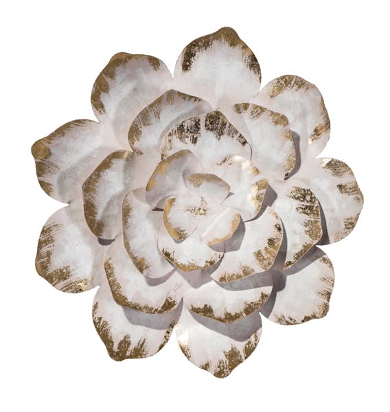 Décoration murale FLEURS tons argentés et dorés 40x40cm