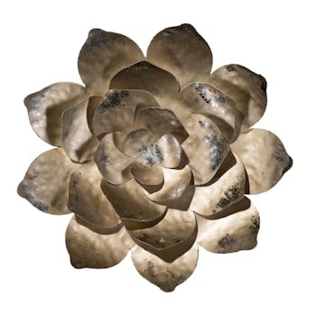 Décoration murale FLEURS tons dorés et argentés 40x40cm