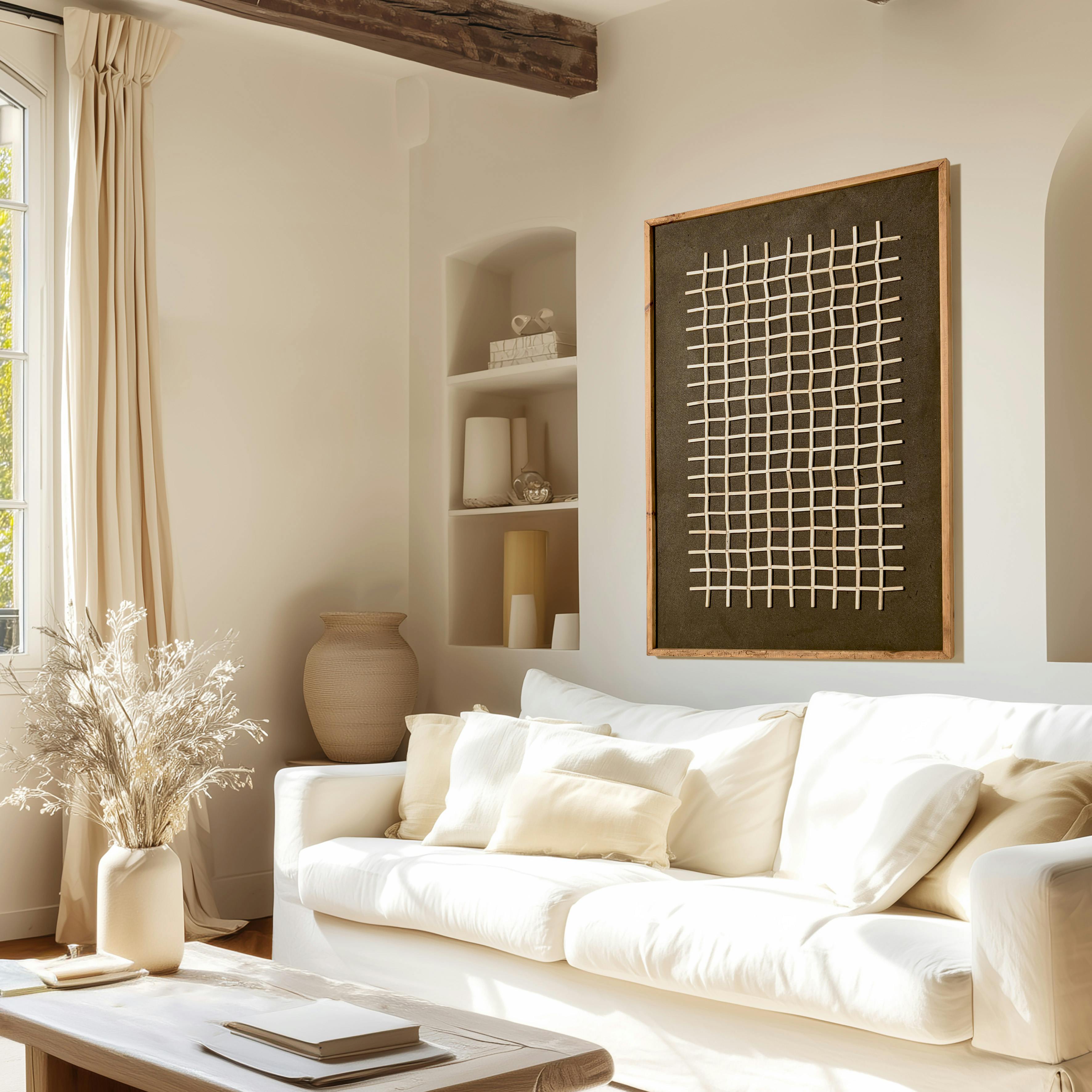 Décoration murale grille blanche sur fond noir DENVER