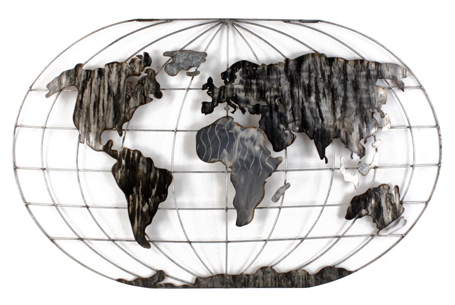 Décoration Globe Terrestre Noir et gris