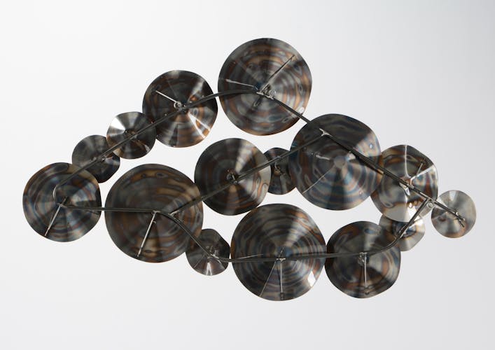 Décoration murale métal cercles noirs effets de couleurs 91x51cm