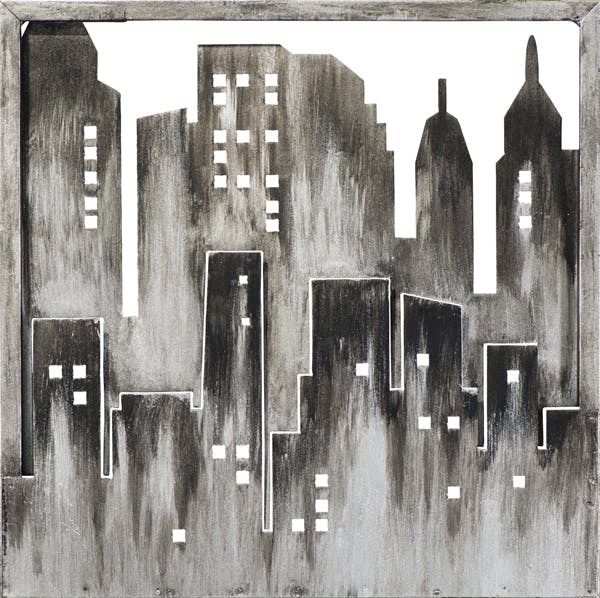 Décoration murale Paysage Urbain métal 40x40cm - Modèle 1
