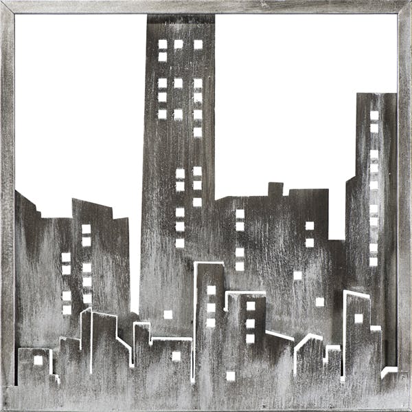 Décoration murale Paysage Urbain métal 40x40cm - Modèle 2