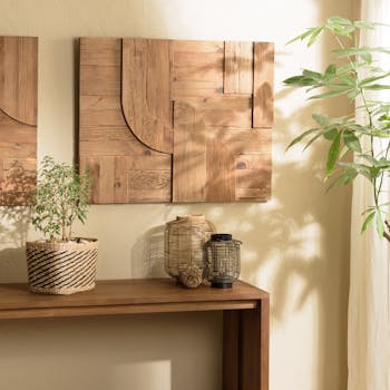 Décoration murale pin recyclé 6 éléments géométriques DENVER