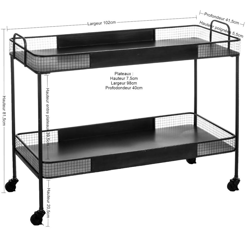 5 Five Simply Smart 5five - Desserte Grand Modèle 2 Niveaux Aliaj Noir