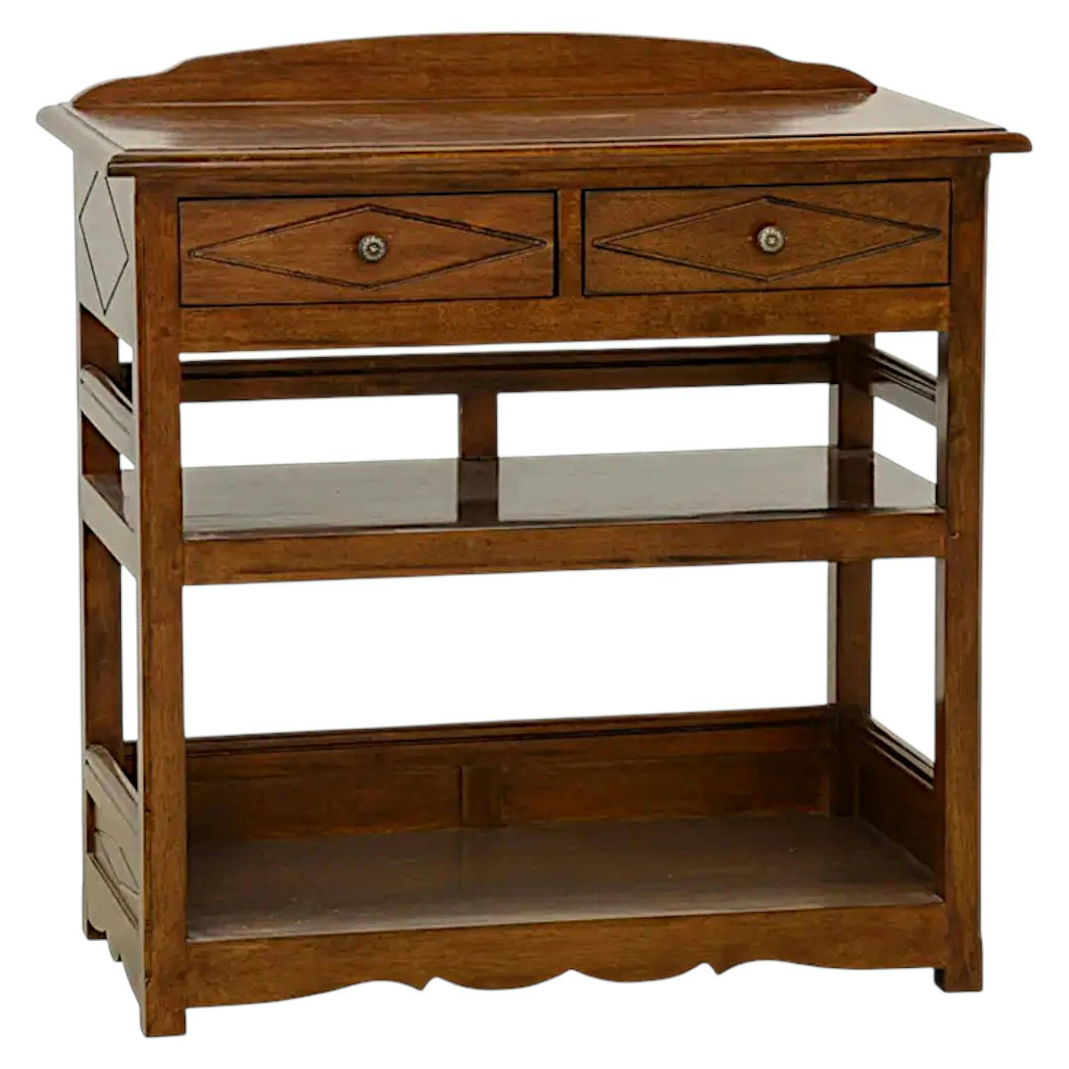 Desserte de cuisine Hévéa 2 tiroirs et 2 étagères 88x48x84cm TRADITION