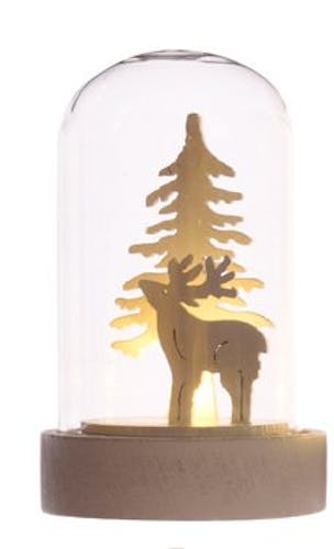 Dôme de verre avec décor Cerf avec LED 9cm