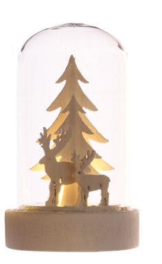 Dôme de verre avec décor Renne avec LED 9cm