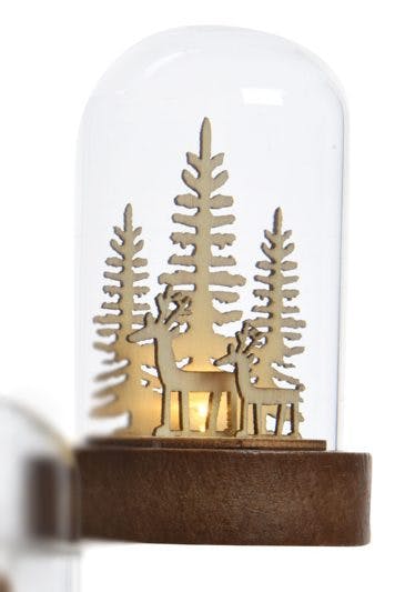 Dôme de verre avec décor Renne de noël avec LED 9cm
