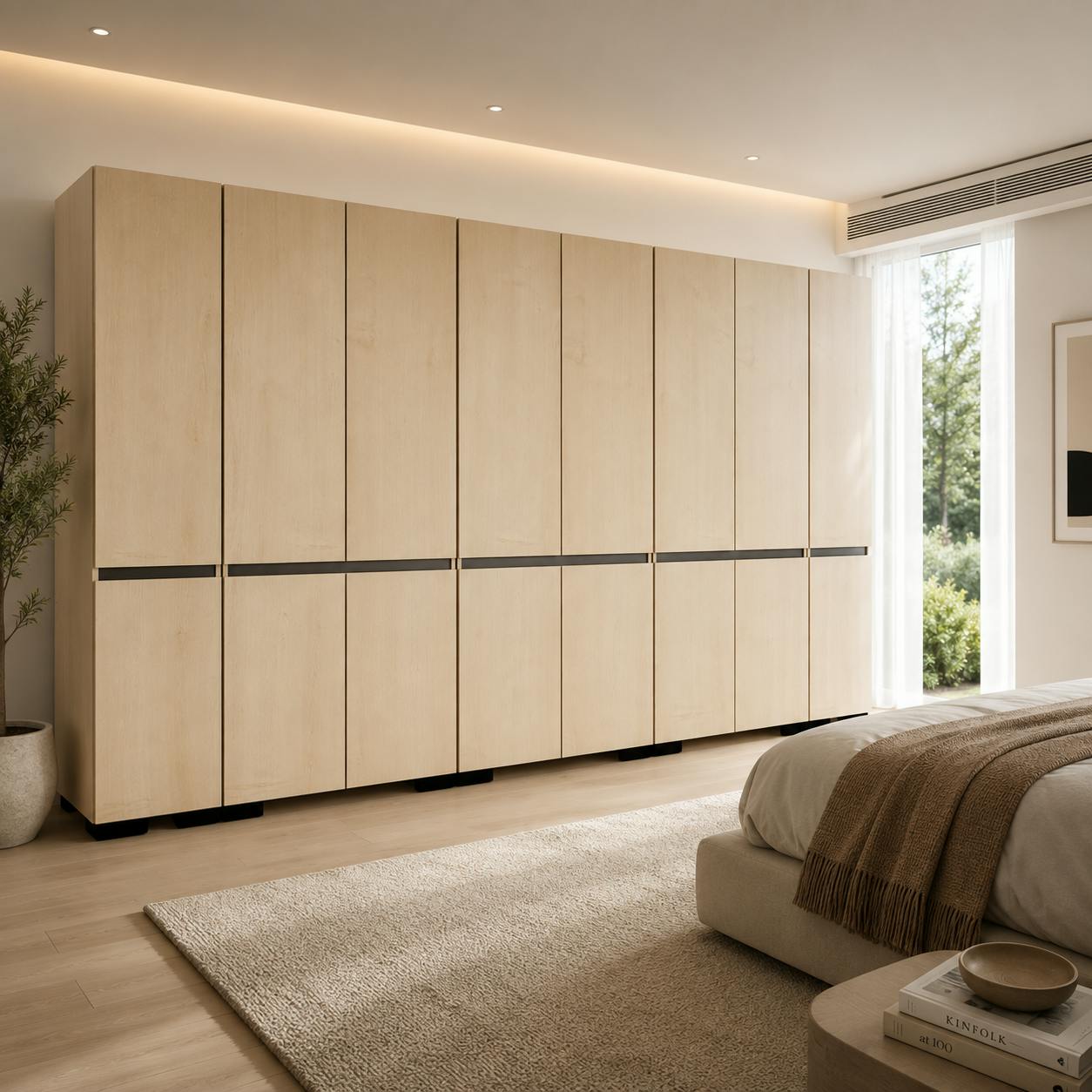 Dressing 16 portes décor chêne et anthracite 360 cm BYRON