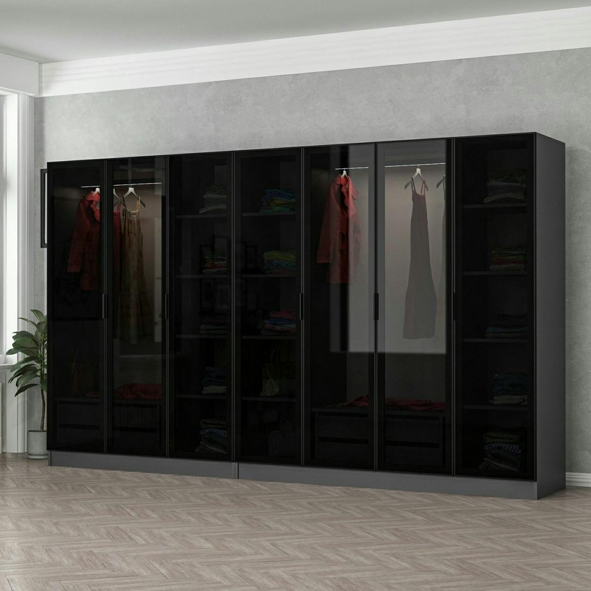 Dressing design XXL verre noir, cadre anthracite BYRON