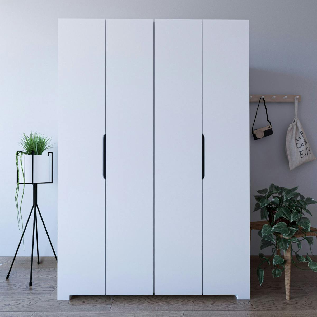 Dressing double blanc 4 portes 2 penderies 120 cm BYRON